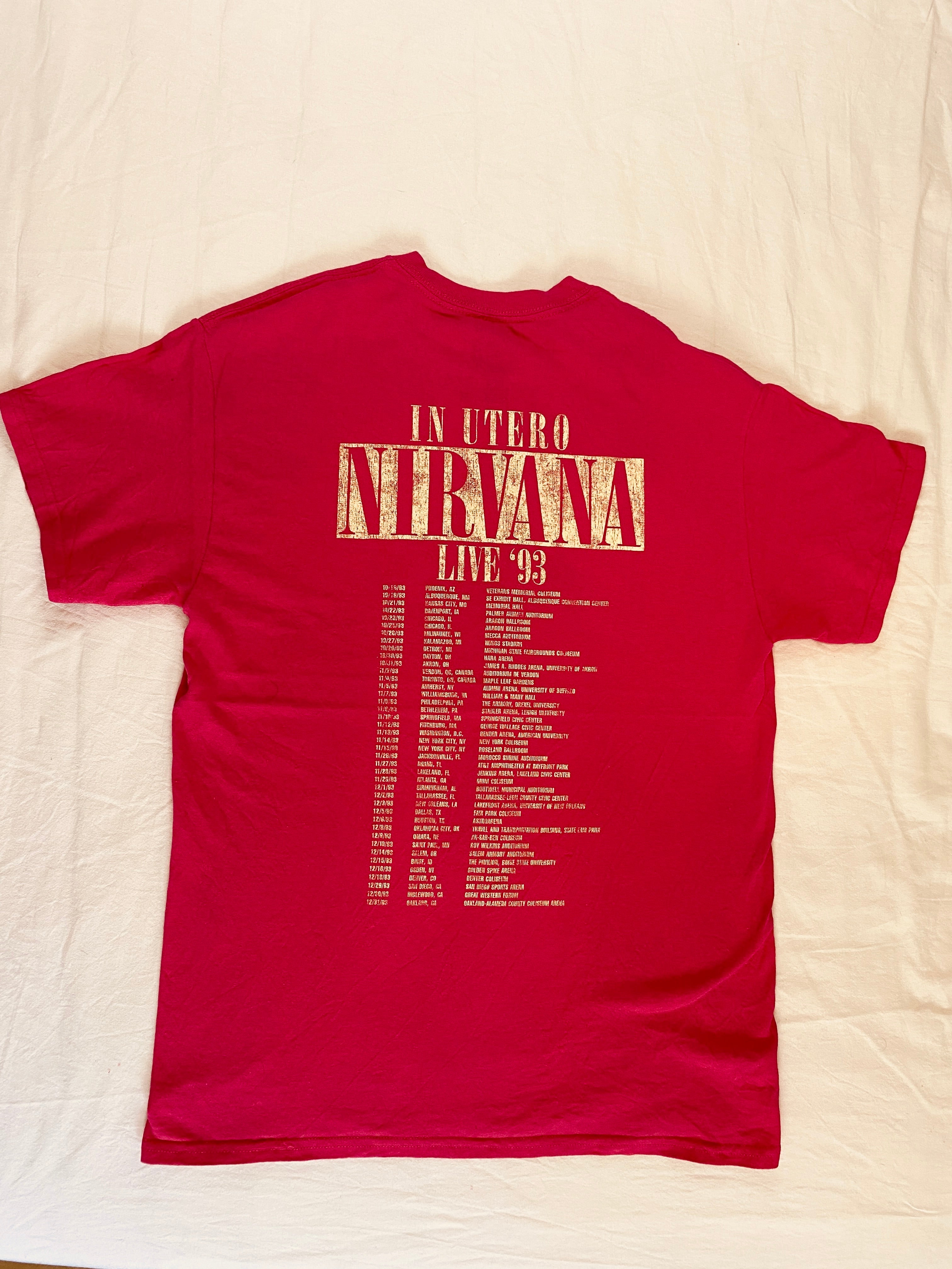  T-shirt vintage Nirvana In Utero Live 93 – vue intégrale de dos – seconde main