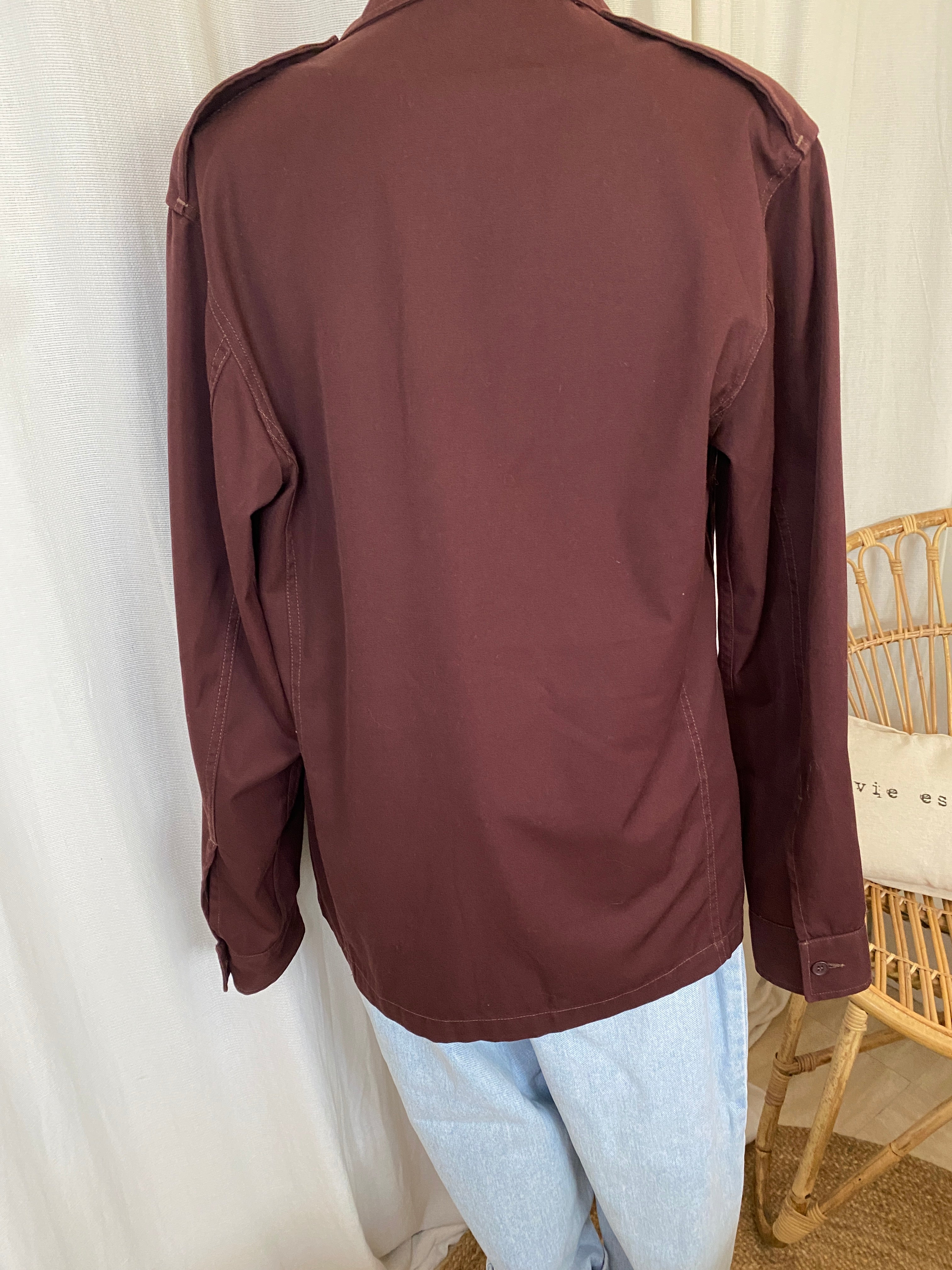 Veste chemise oversize unisexe APC bordeaux – vue intégrale de dos – taille S – seconde main
