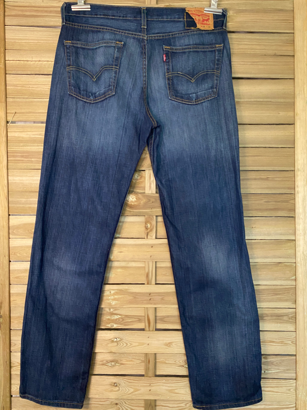 Jean Levi's 514 vintage bleu brut seconde main W34L32 – vue intégrale de dos
