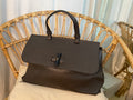 Sac porté main cuir véritable vintage Vera Pelle Made in Italy – vue 3/4 face détail fermoir en bois et anse – seconde main
