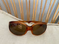 Lunettes de soleil vintage monture écaille orangée verres brun-vert – vue 3/4 du dessus – seconde main