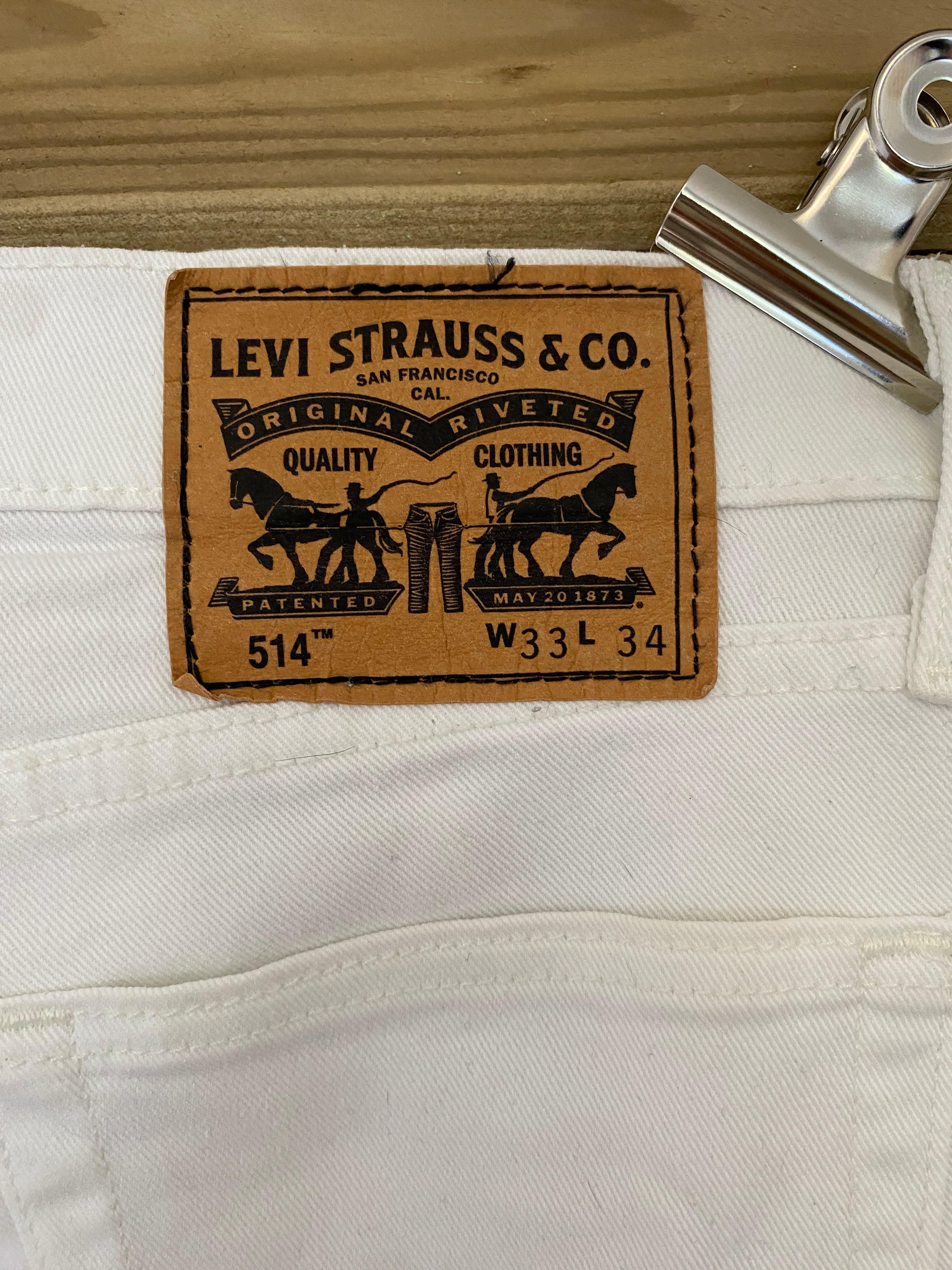 Jean Levi's 514 blanc écru – détail étiquette arrière