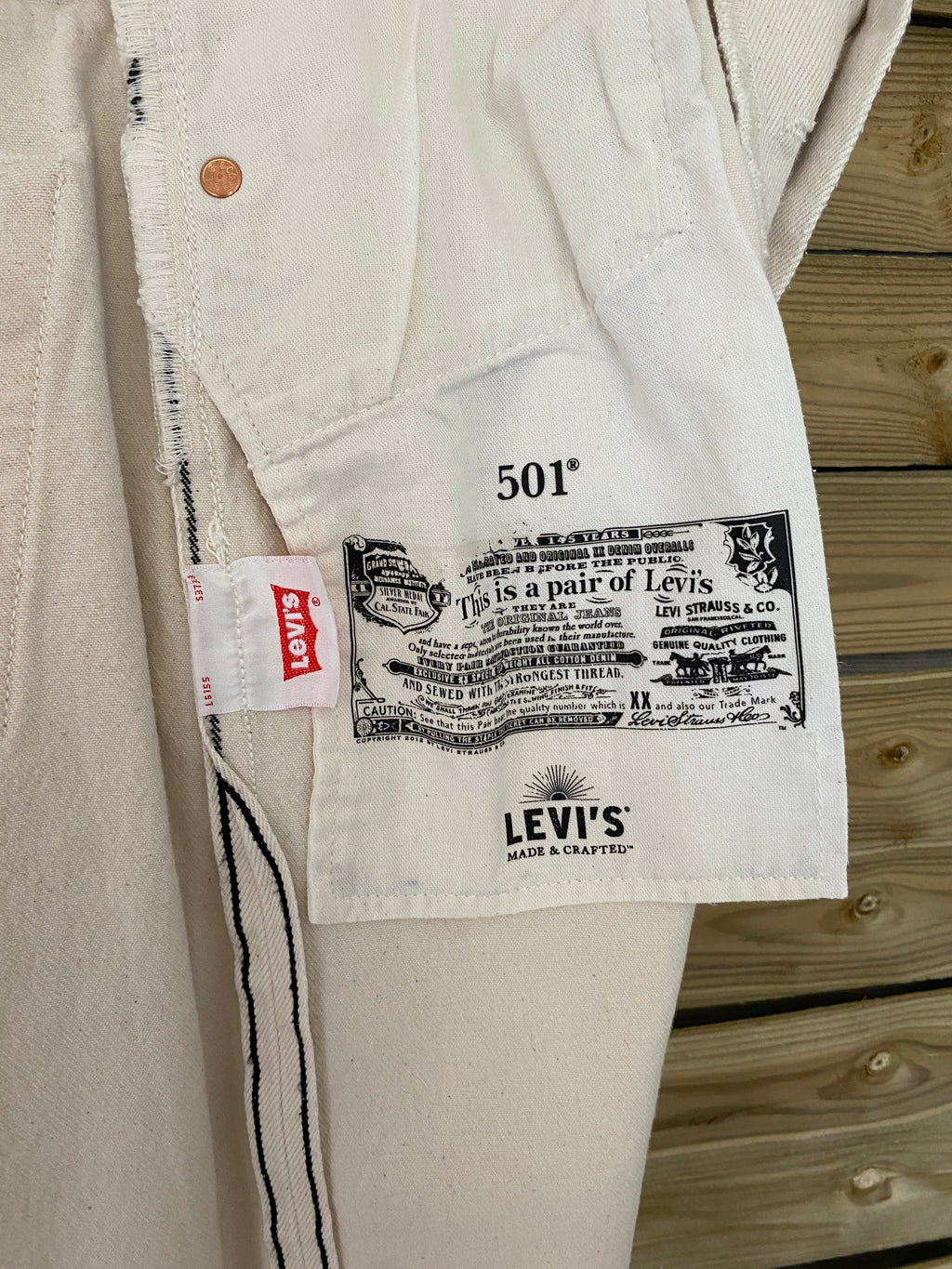 Jean Levi's 501 Made & Crafted – détail étiquette logo poche intérieure – W32 L32 – seconde main