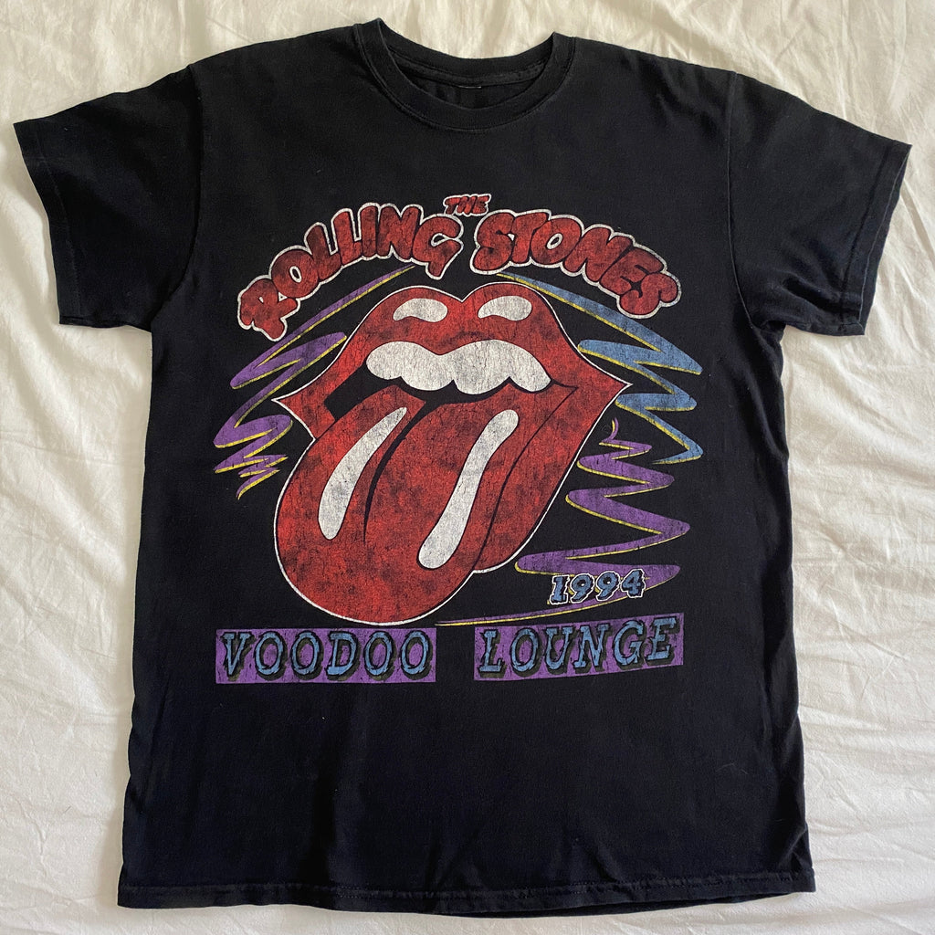 T-shirt Rolling Stones Voodoo Lounge 1994 noir T.M seconde main – vue de face intégrale