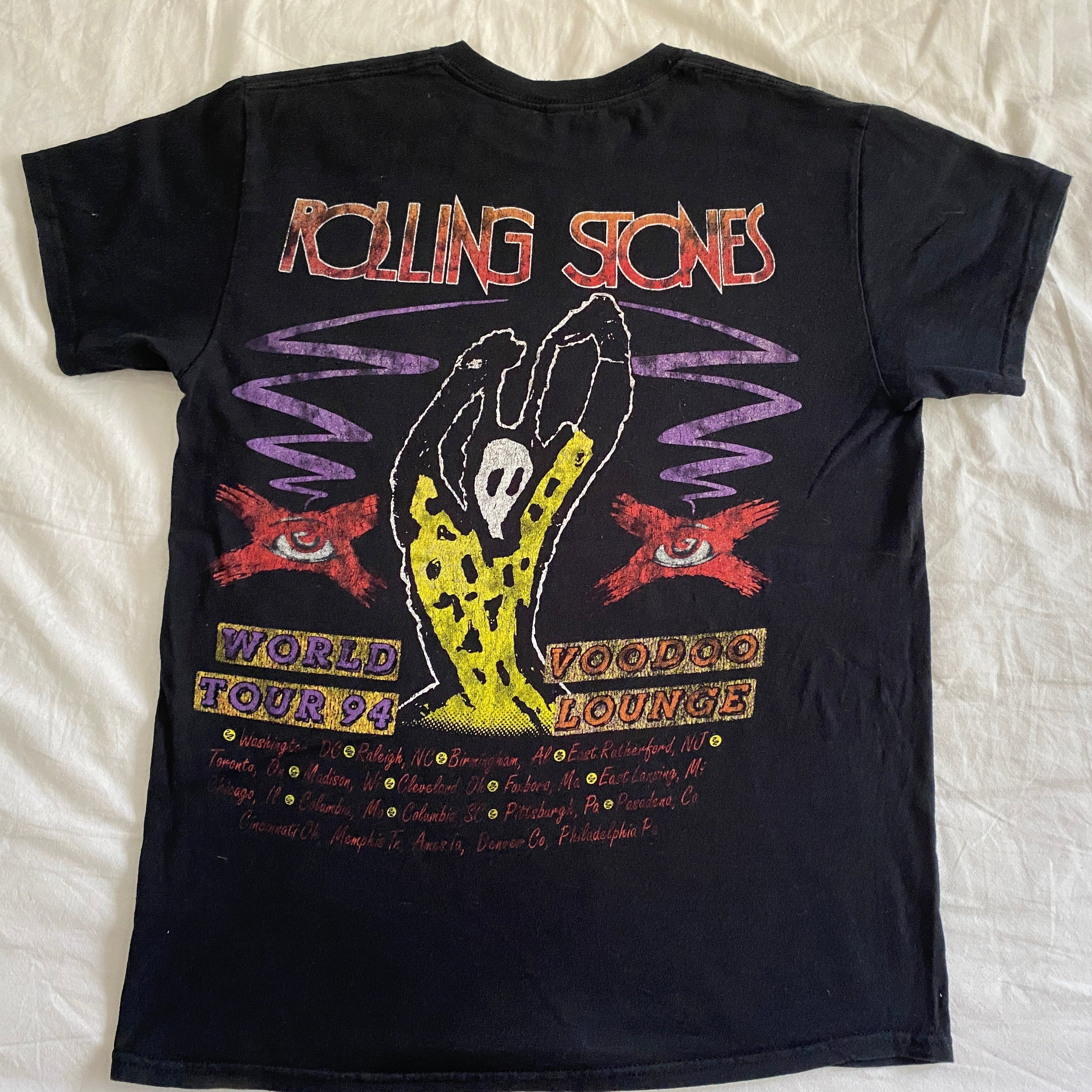 T-shirt Rolling Stones Voodoo Lounge 1994 noir T.M seconde main – vue de dos intégrale