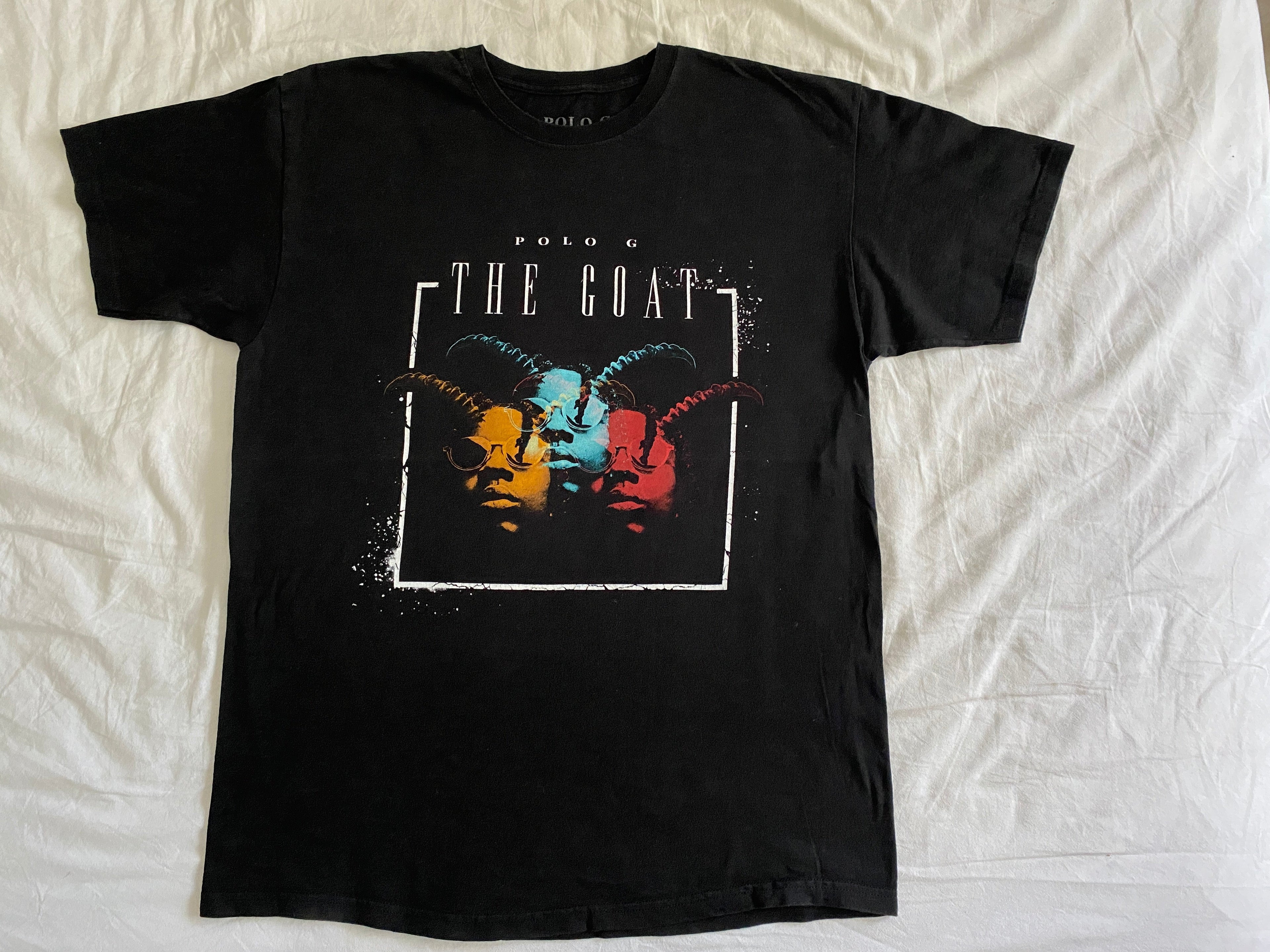 T-shirt Polo G The Goat noir – vue de face intégrale, taille L
