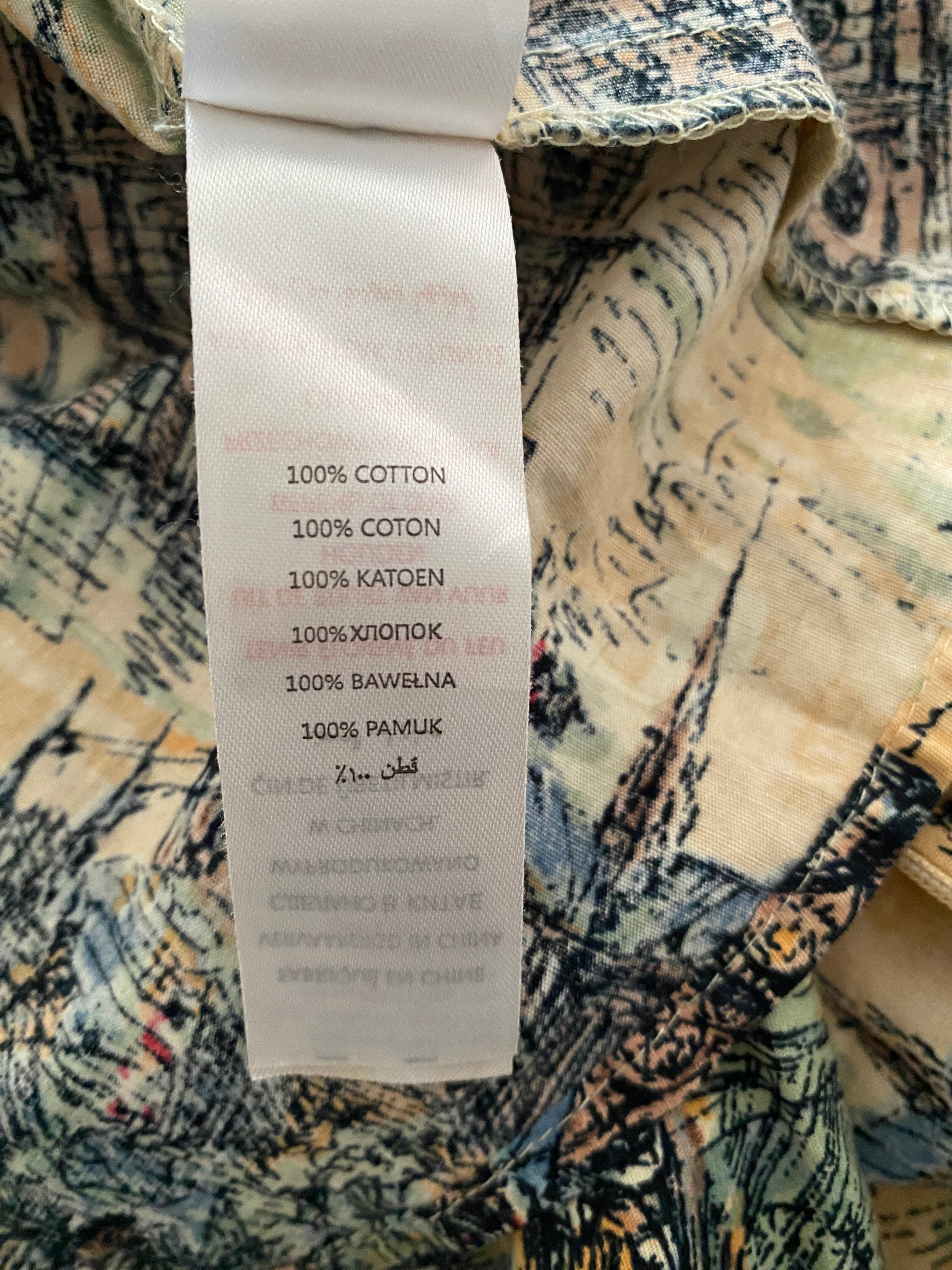 Étiquette composition – 100% coton, mention de la taille 34 française (UK 6) – jupe circle skirt New Look vintage