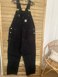 Salopette Carhartt Zip-to-Thigh noire vue de face – grande taille 38x32 seconde main