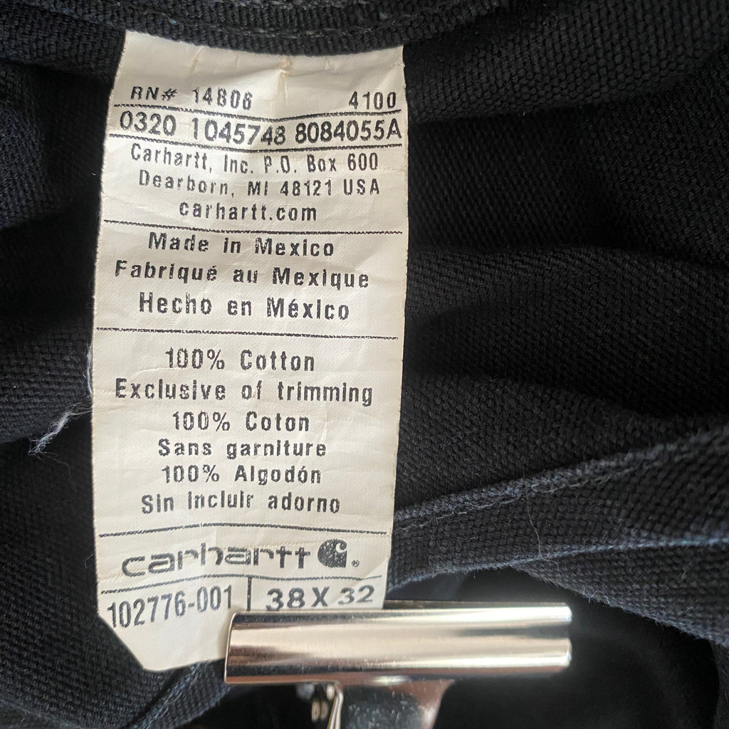 Étiquette Carhartt USA 38x32 – Salopette Zip-to-Thigh noire seconde main