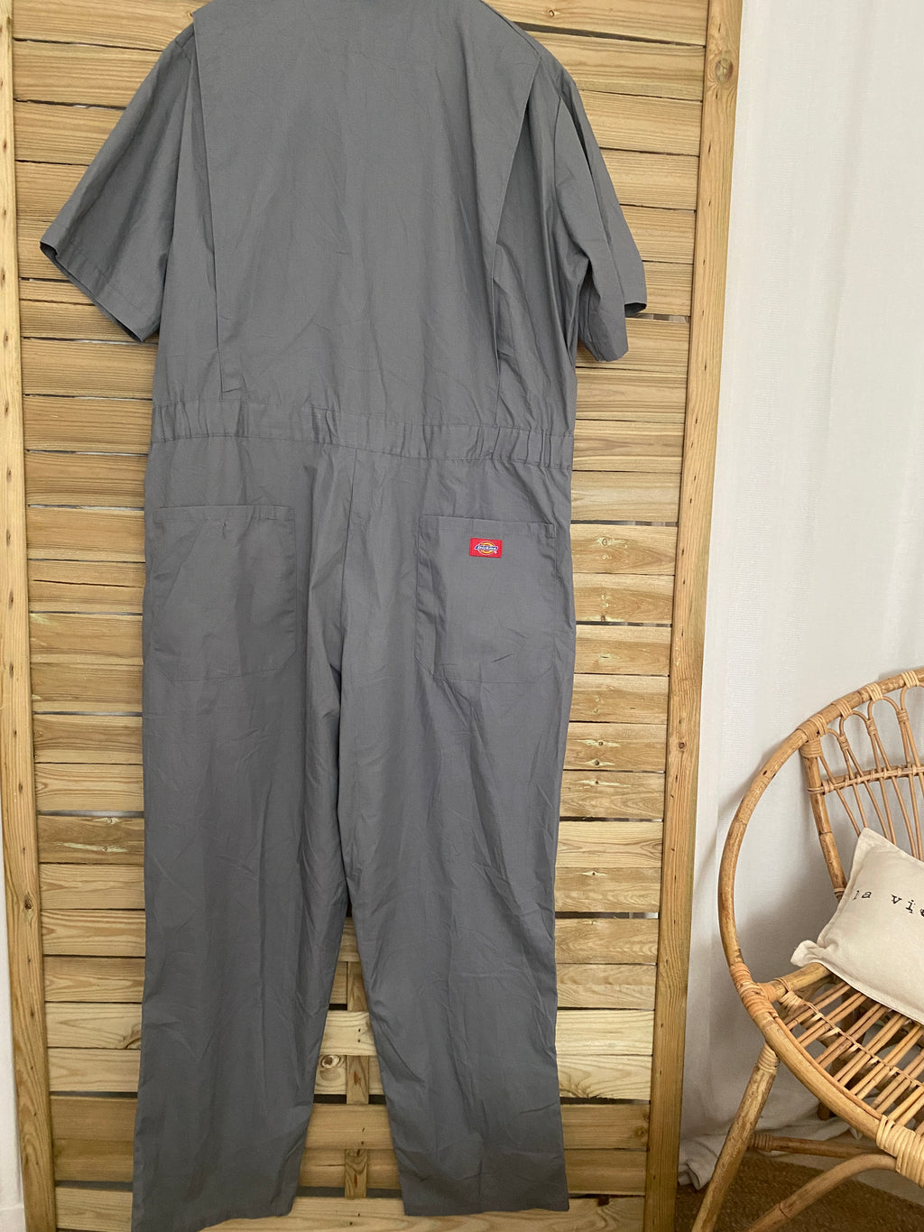 Combinaison Dickies grise vue de dos intégrale – coupe droite ample workwear taille L