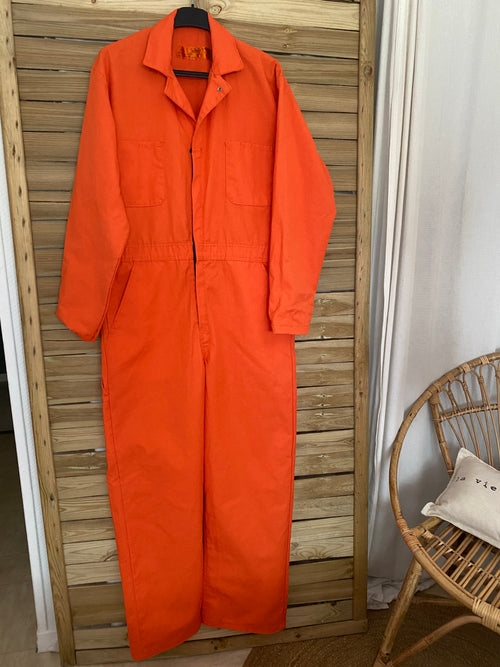 Combinaison Red Kap Long Sleeve Coverall orange vue de face intégrale sur cintre – taille 42 RG seconde main