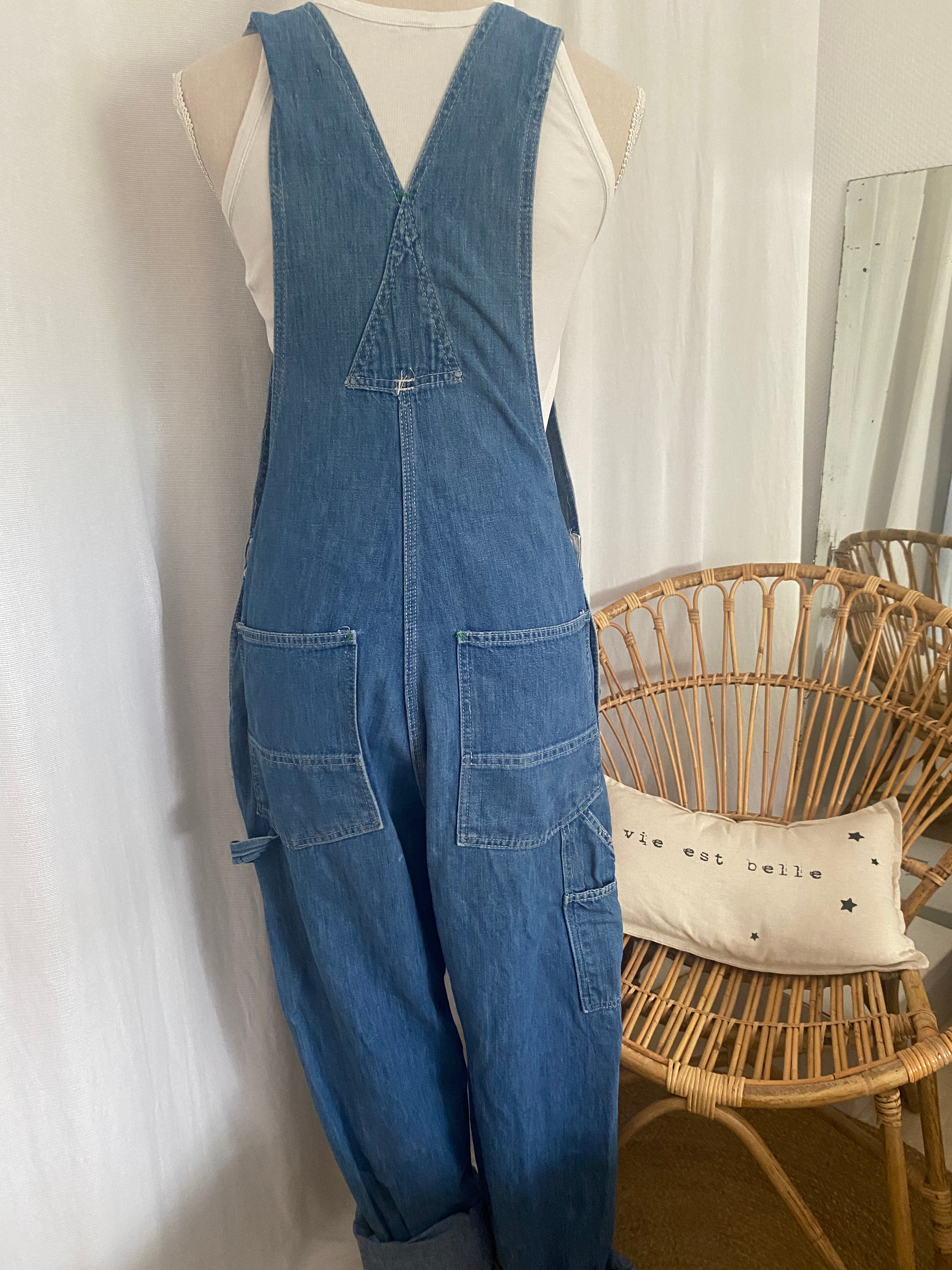 Salopette vintage Big Smith en denim – vue de dos portée sur buste