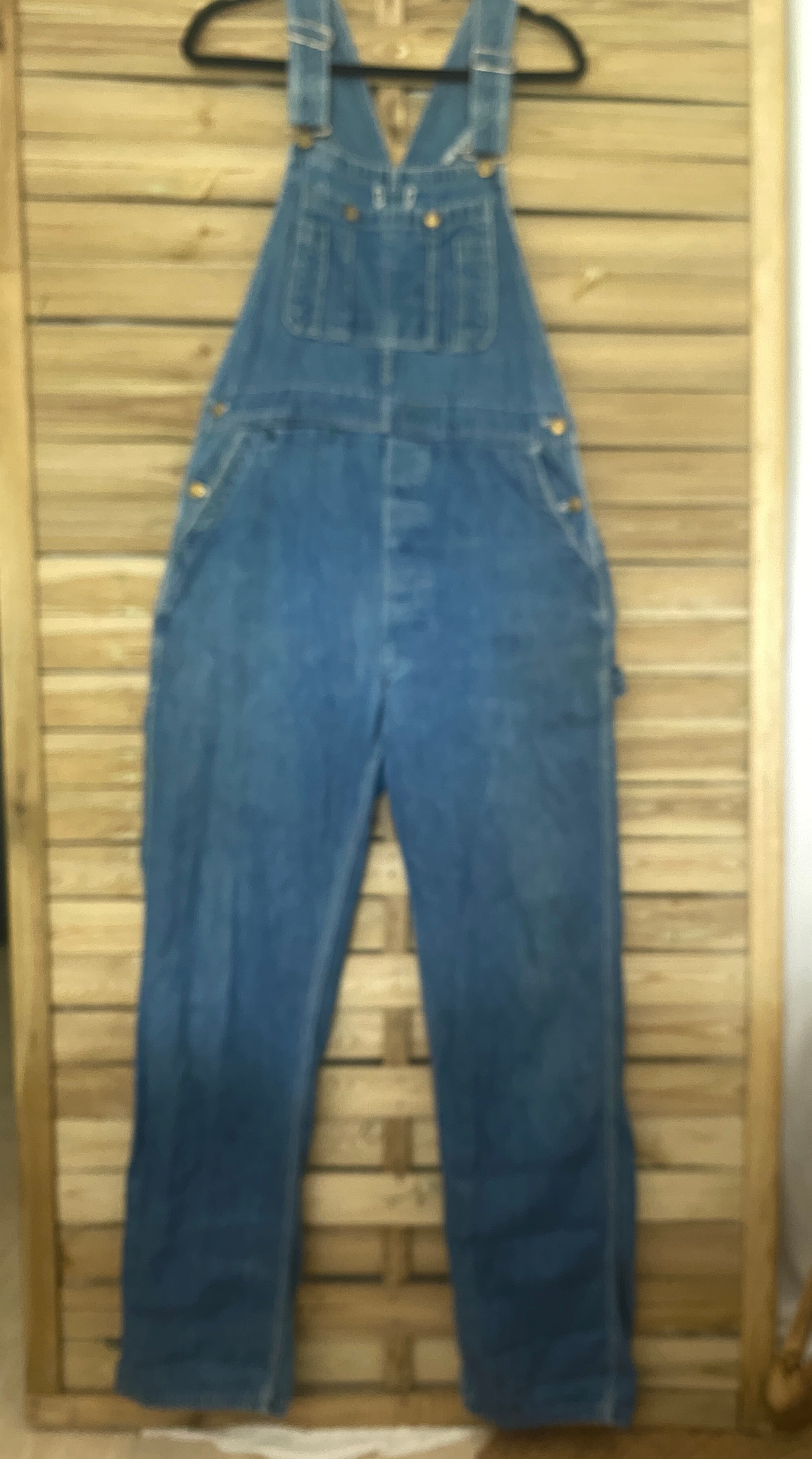Salopette vintage Big Smith en denim – vue de face sur cintre, silhouette complète