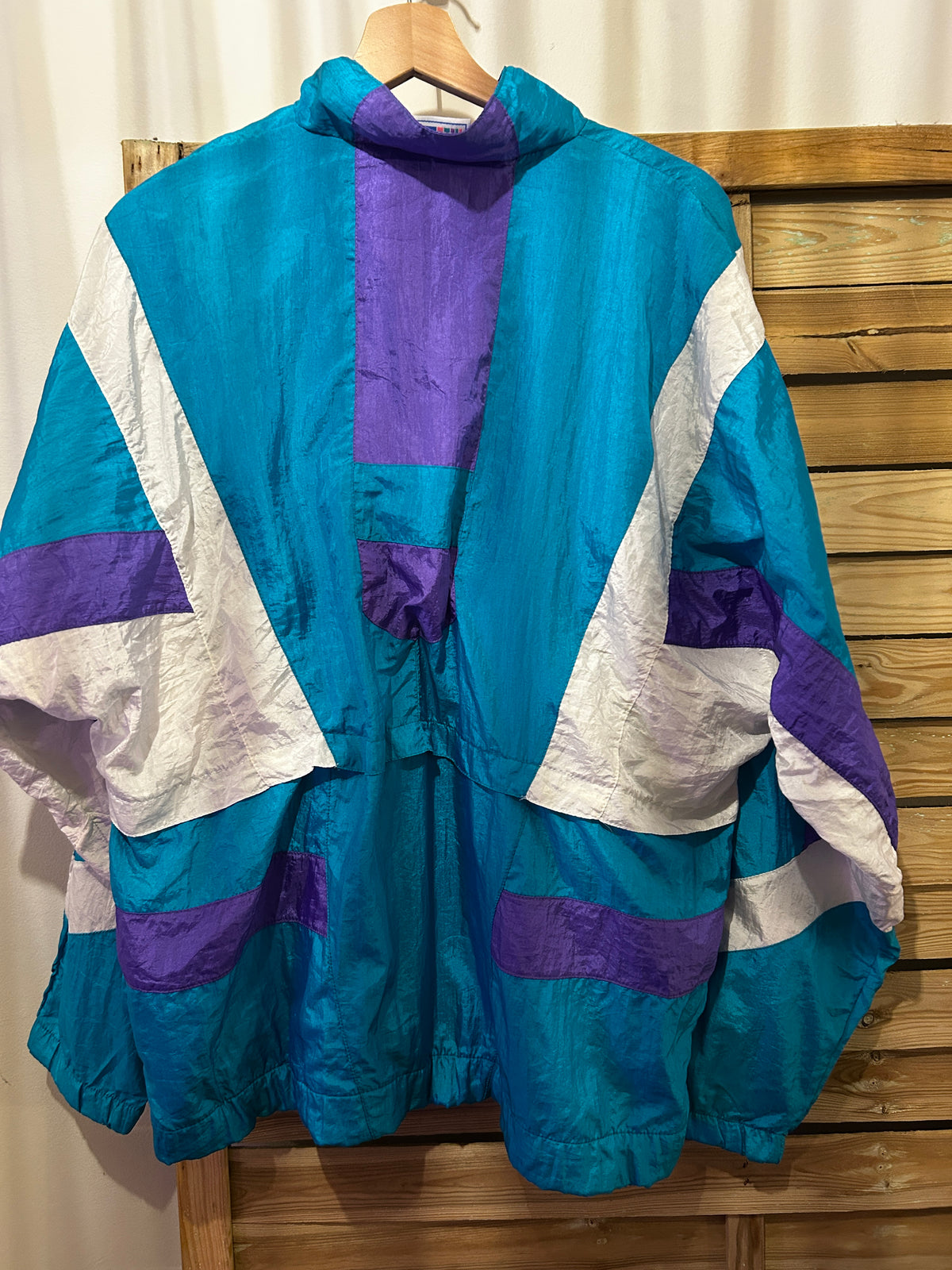 Veste de survêtement MacGregor – Turquoise, violet & blanc – Taille M – Esprit années 90